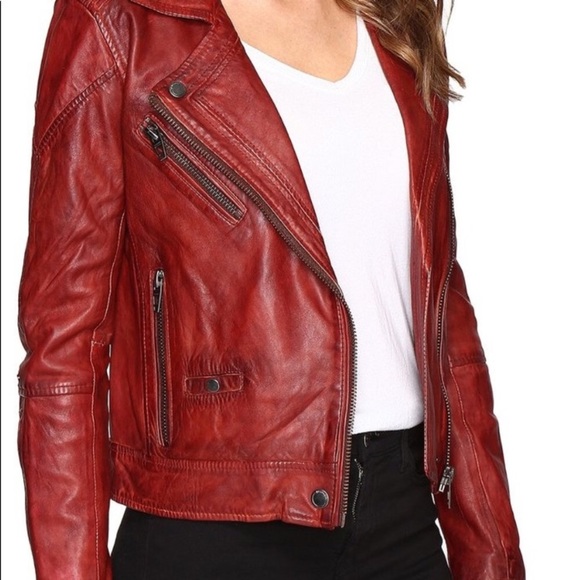 Blank NYC Jackets & Blazers - BLANK NYC RED LEATHER MOTO JACKET